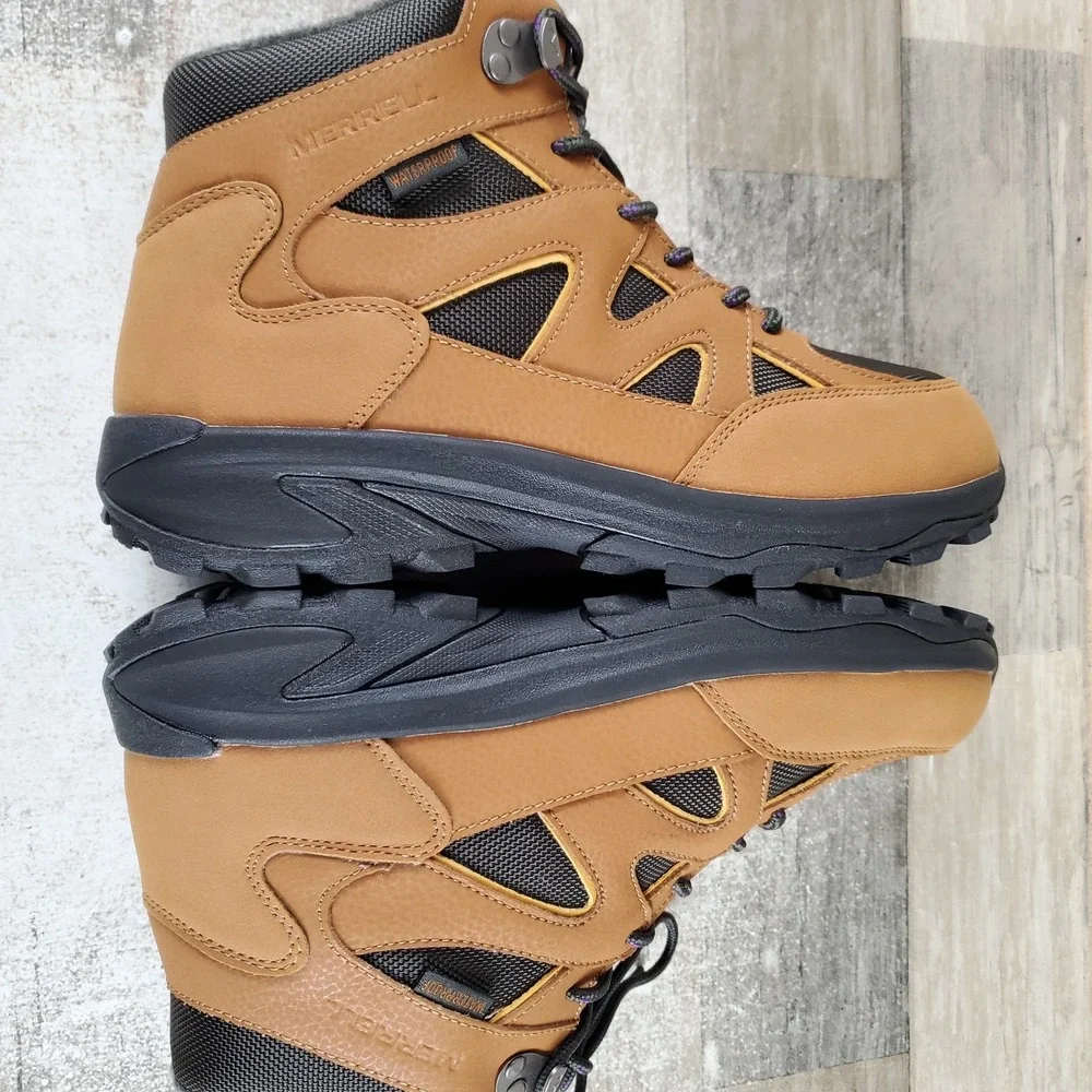 Merrell Moab Speed 2 Peak Waterproof Mens Hiking Boots Sz 7 M Tan Olive Outdoor
